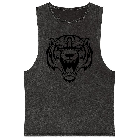 Cute tiger design Mineral Wash Tank Tops