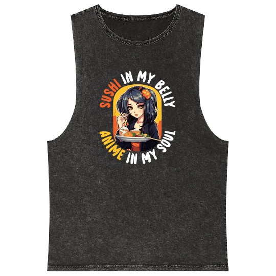 Anime Sushi Lover Nigiri Sashimi Food Manga Otaku Mineral Wash Tank Tops