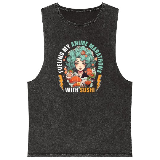 Anime Sushi Lover Nigiri Sashimi Food Manga Otaku Mineral Wash Tank Tops