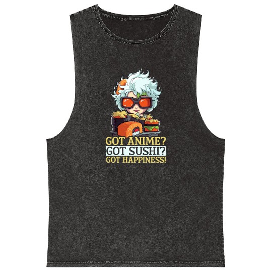 Anime Sushi Lover Nigiri Sashimi Food Manga Otaku Mineral Wash Tank Tops