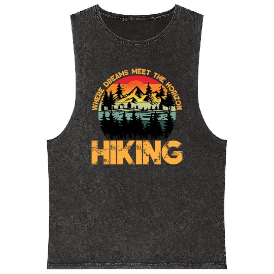 Where Dreams Meet The Horizon Hiking Summer Design Mineral Wash Tank Tops