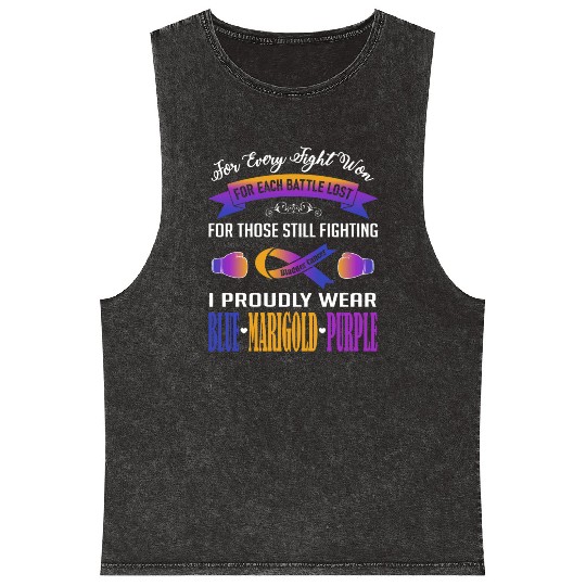 I Proudly Wear Blue Marigold Purple Bladder Cancer Mineral Wash Tank Tops