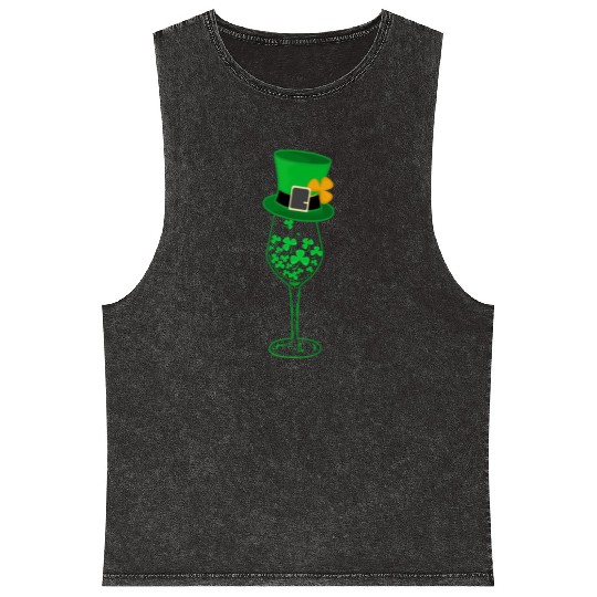 Irish Green Shamrock St Patrick's Day Wine Drinkin Mineral Wash Tank Tops