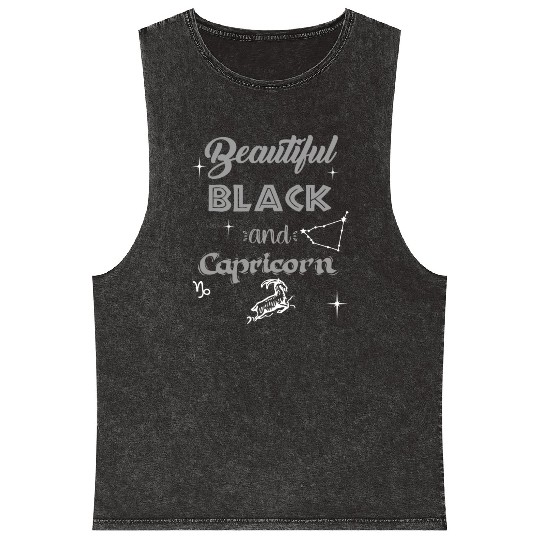Beautiful Black Capricorn Mineral Wash Tank Tops
