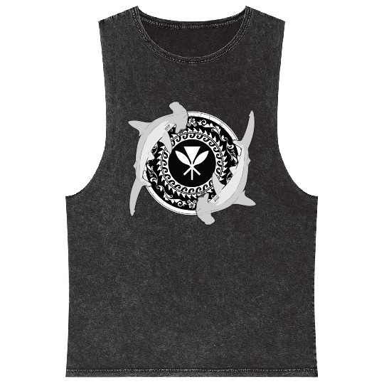 Kanaka Maoli Hammerhead Shark Mineral Wash Tank Tops