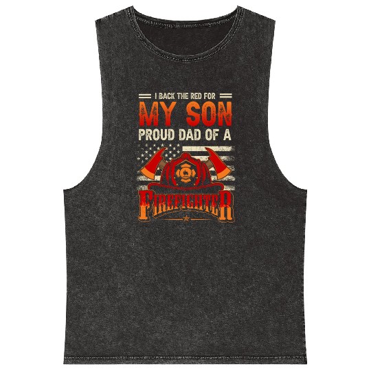 I Back The Red For My Son Proud Dad Of A Mineral Wash Tank Tops