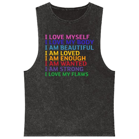 i love myself Mineral Wash Tank Tops
