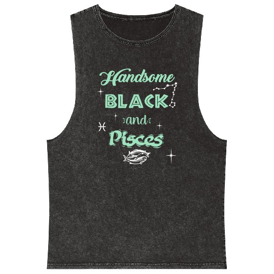 Handsome Black Pisces Mineral Wash Tank Tops