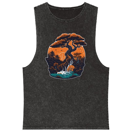Retro Bonsai Gardener Nature Bonsai Tree Lover Mineral Wash Tank Tops