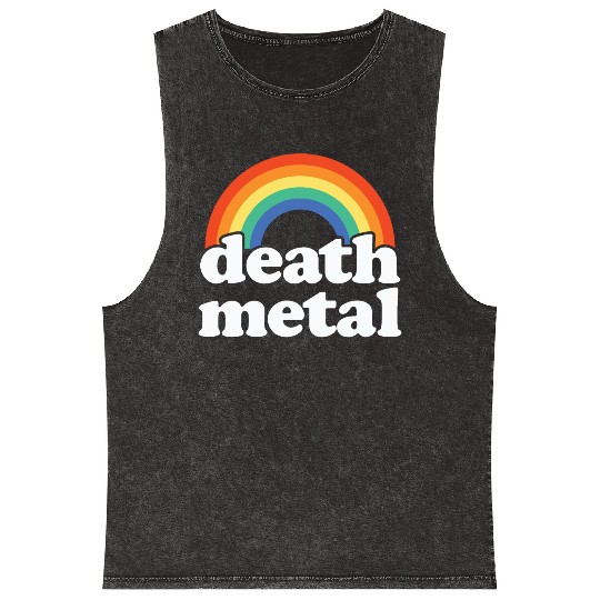 Funny Death Metal Design: Rainbow Riot Mineral Wash Tank Tops