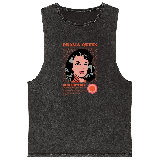 Drama Queen Description Mineral Wash Tank Tops