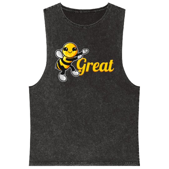 The Cute Bee Says Be Great The Bee Mineral Wash Tank Tops