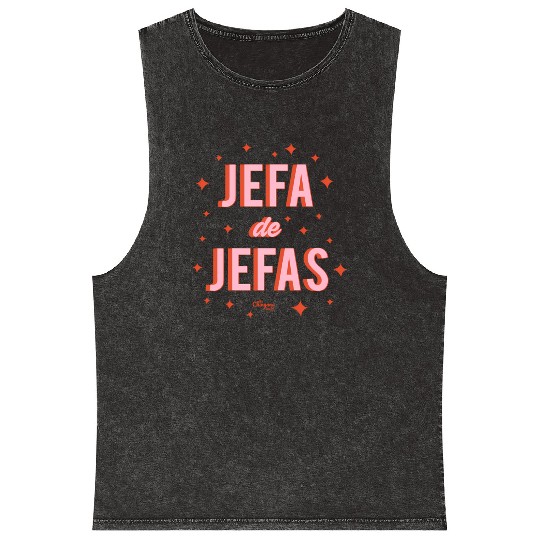 Chingona Inc Jefa De Jefas Blue Small Mineral Wash Tank Tops
