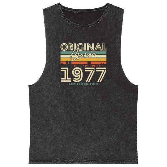 1977 Vintage Birthday Gift Mineral Wash Tank Tops