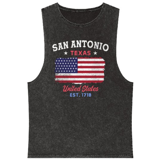 San Antonio Texas est 1718 Design for proud San Mineral Wash Tank Tops