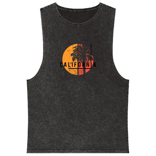 Berkeley California Cool Native Palm Tree Mineral Wash Tank Tops