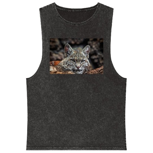 Baby Bobcat, Cat, Stickers, Mineral Wash Tank Tops
