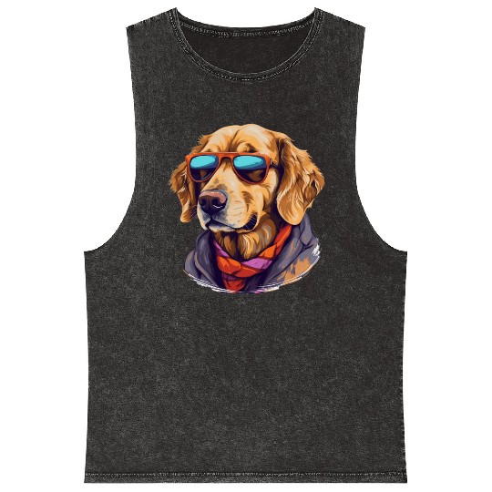 Golden Retriever in the Streets | Dog Lovers Mineral Wash Tank Tops
