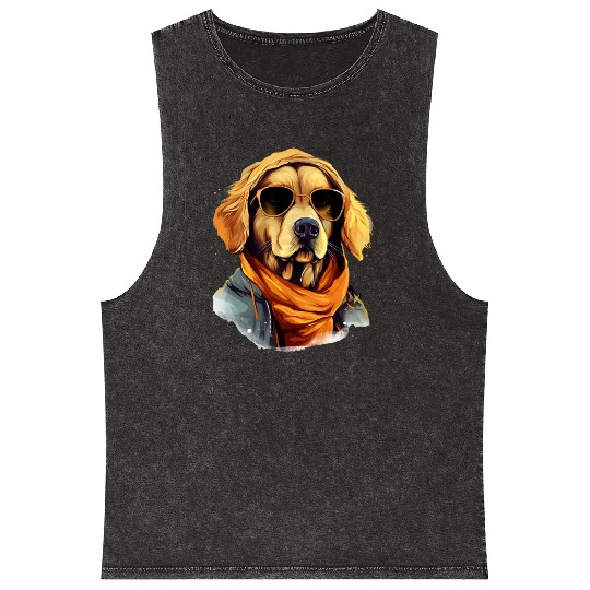 Golden Retriever in the Streets | Dog Lovers Mineral Wash Tank Tops
