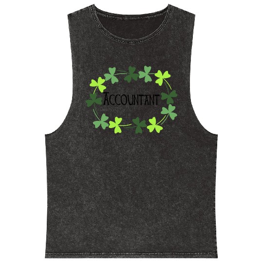Accountant Green Shamrock Oval Mineral Wash Tank Tops