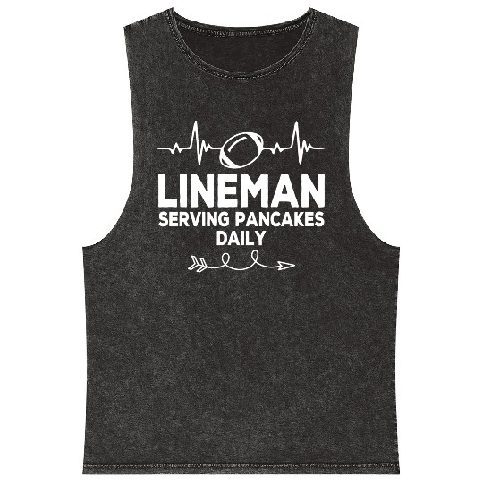 Lineman Serving Pancakes Daily Football Lovers Mineral Wash Tank Tops