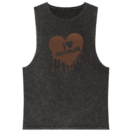I Love Chocolate Candy Heart Lover Mineral Wash Tank Tops