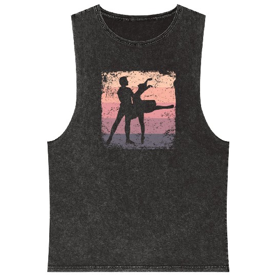 Ballet Dance Couple Vintage Ballerina Mineral Wash Tank Tops