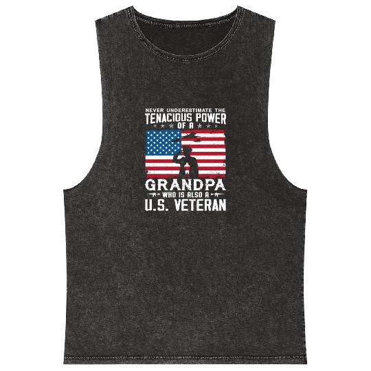 US Army Veteran Grandpa Mineral Wash Tank Tops