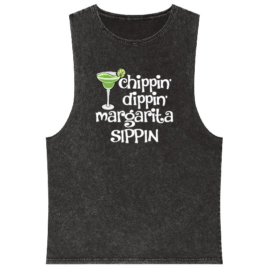 Chippin Dippin Margarita Sippin Mineral Wash Tank Tops