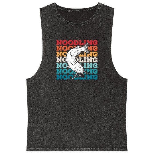 Noodler Catfish Noodling Expert Flathead Fish Mineral Wash Tank Tops