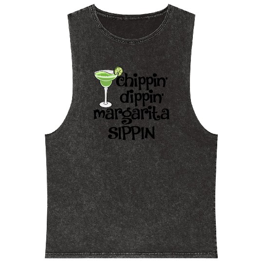 Chippin Dippin Margarita Sippin Mineral Wash Tank Tops