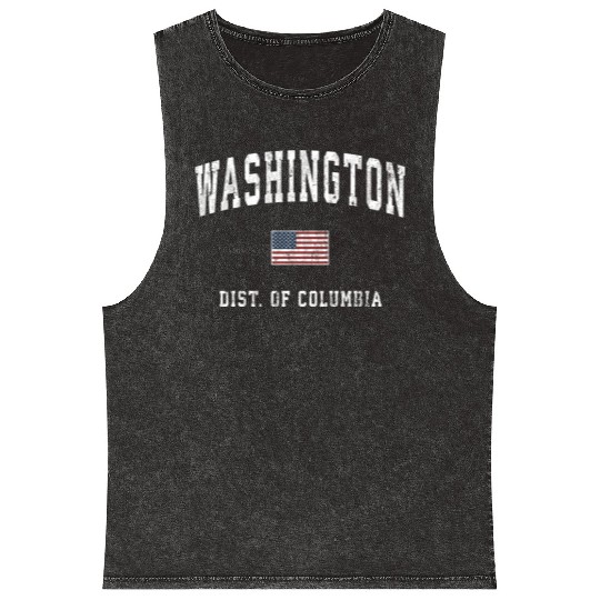 Washington Dc American Flag Sports Mineral Wash Tank Tops
