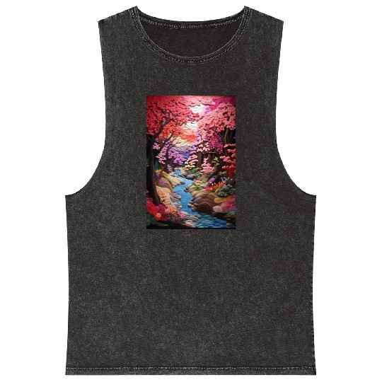 Multi-color Zen Garden river - Japanese Mineral Wash Tank Tops