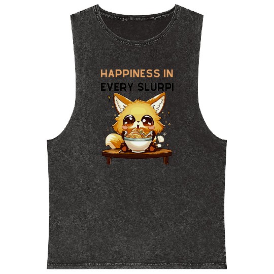 Ramen Fox Cute Kawaii Japanese Anime Noodles Gift Mineral Wash Tank Tops