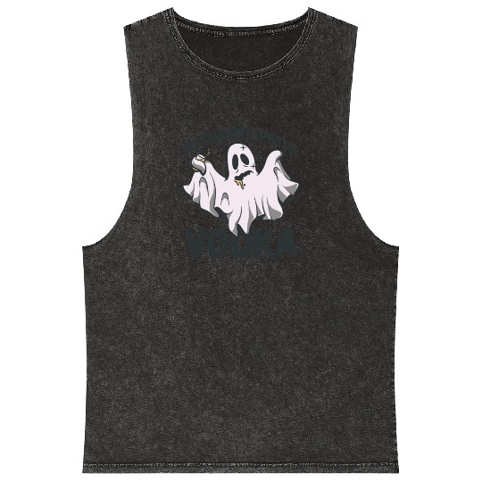My Favorite Spirit Is Vodka Halloween Vodka Ghost Mineral Wash Tank Tops