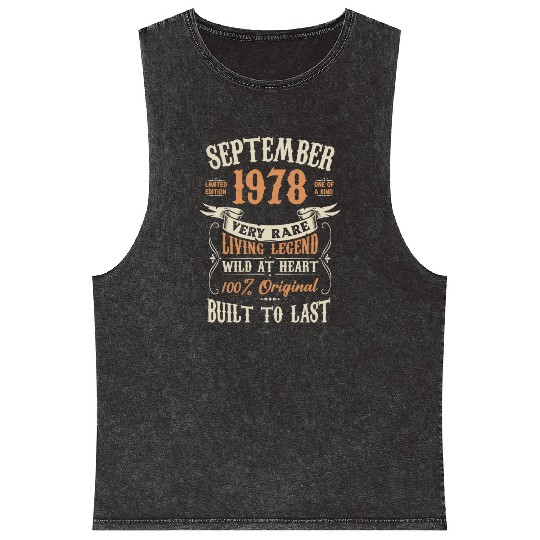 September 1978 Birthday Surprise Mineral Wash Tank Tops