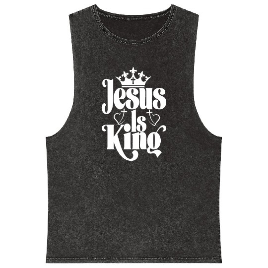 Jesus Is King Love Jesus Christian Christmas Mineral Wash Tank Tops