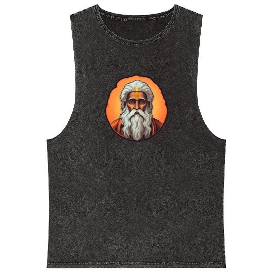 Guru Spiritual Buddhism Mineral Wash Tank Tops