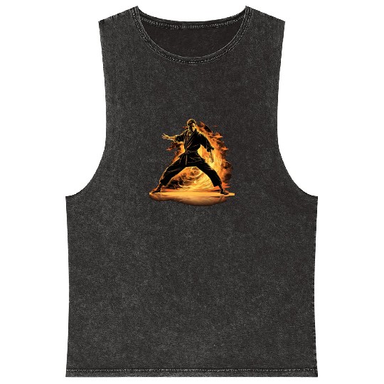 Karate Taekwondo Fighter Martial Arts Mineral Wash Tank Tops