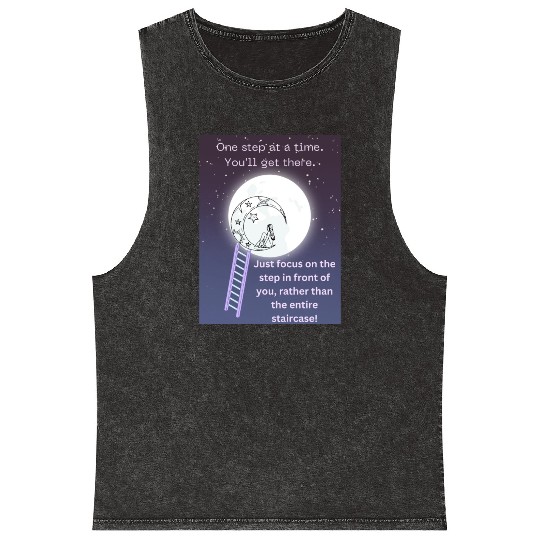 Full Moon Inspirational Quote Poster Mineral Wash Tank Tops