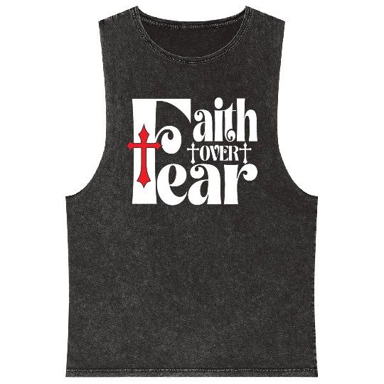 Faith Over Fear Love Jesus Christian Christmas Mineral Wash Tank Tops