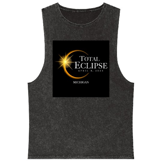 Michigan Eclipse 2024 Souvenir April 8 Memento Mineral Wash Tank Tops