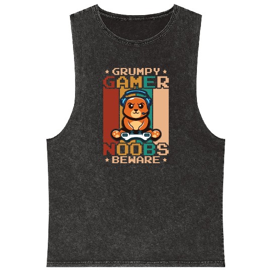 Gaming, Gaming, Video Game, Grumpy Cat Gamer Mineral Wash Tank Tops