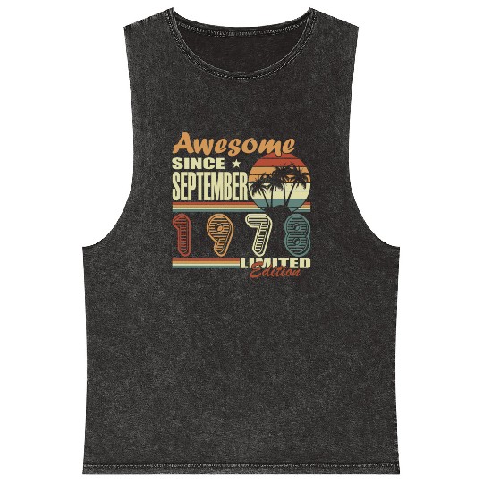 september 1978 Anniversary september 1978 septembe Mineral Wash Tank Tops
