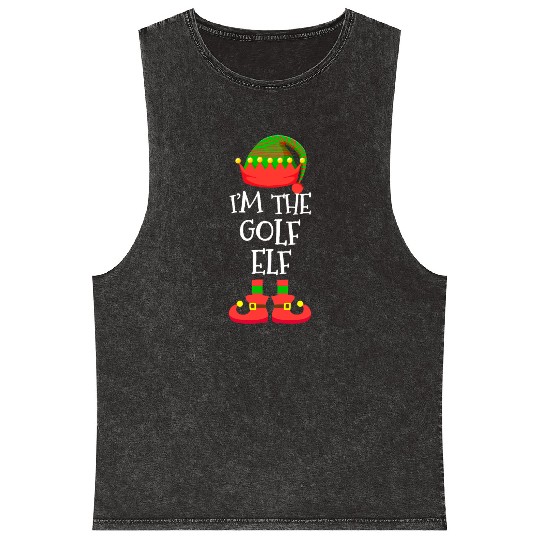 I M THE Golf ELF Christmas Xmas Funny Elf Group Co Mineral Wash Tank Tops