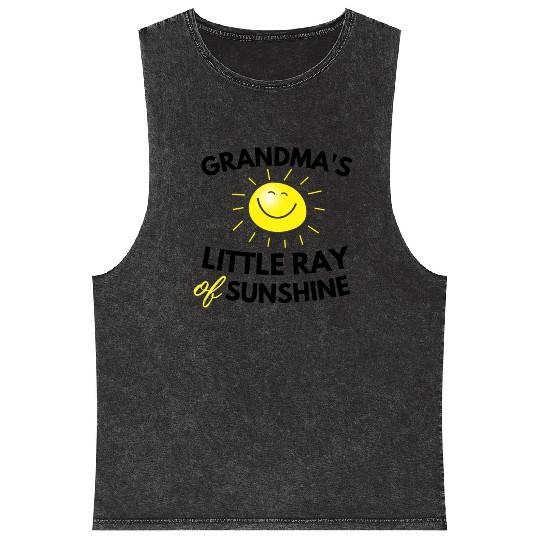 Grandma's Little Ray Of Sunshine Cute Baby Mineral Wash Tank Tops