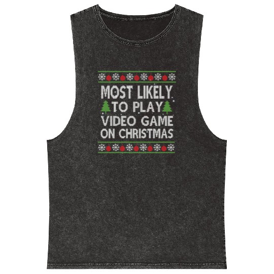 Video Game Family Matching Christmas Apparel Mineral Wash Tank Tops