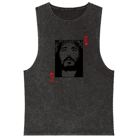 Jesus Is King Jesus King Of Hearts Card Christian Mineral Wash Tank Tops