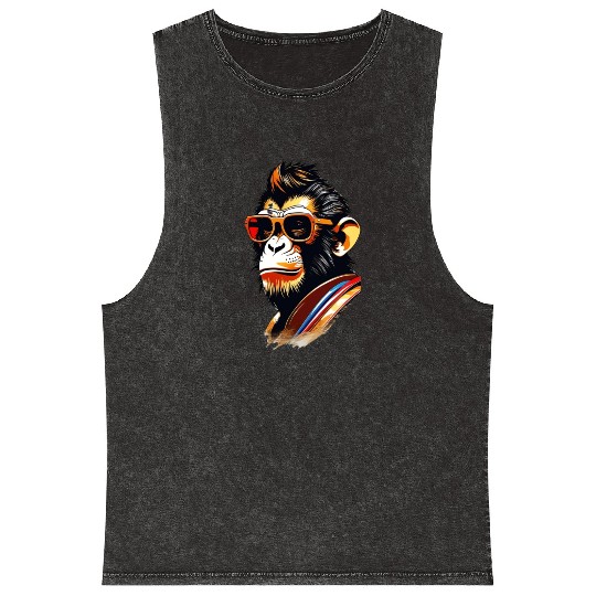 cool monkey king wearing sunglasses Mineral Wash Tank Tops