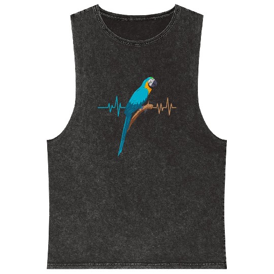 Macaw Heart Beat Parrot Bird Parrots Macaws Mineral Wash Tank Tops